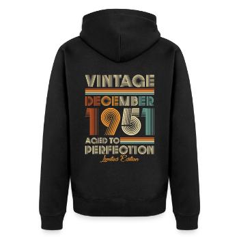 Vintage Aged To Perfection December 1951 - Unisex Premium Organic Zip Hoodie - black - Back - Nico (187cm)