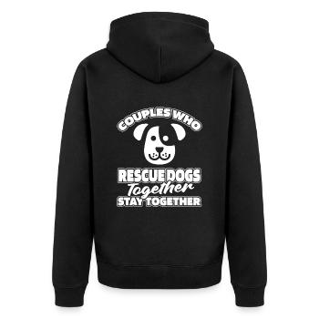 Hund Rettungshund Paar - Unisex Premium Bio Zip Hoodie - Schwarz - Hinten - Nico (187cm)