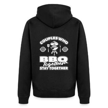 Bbq Grillen Paar - Unisex Premium Bio Zip Hoodie - Schwarz - Hinten - Nico (187cm)