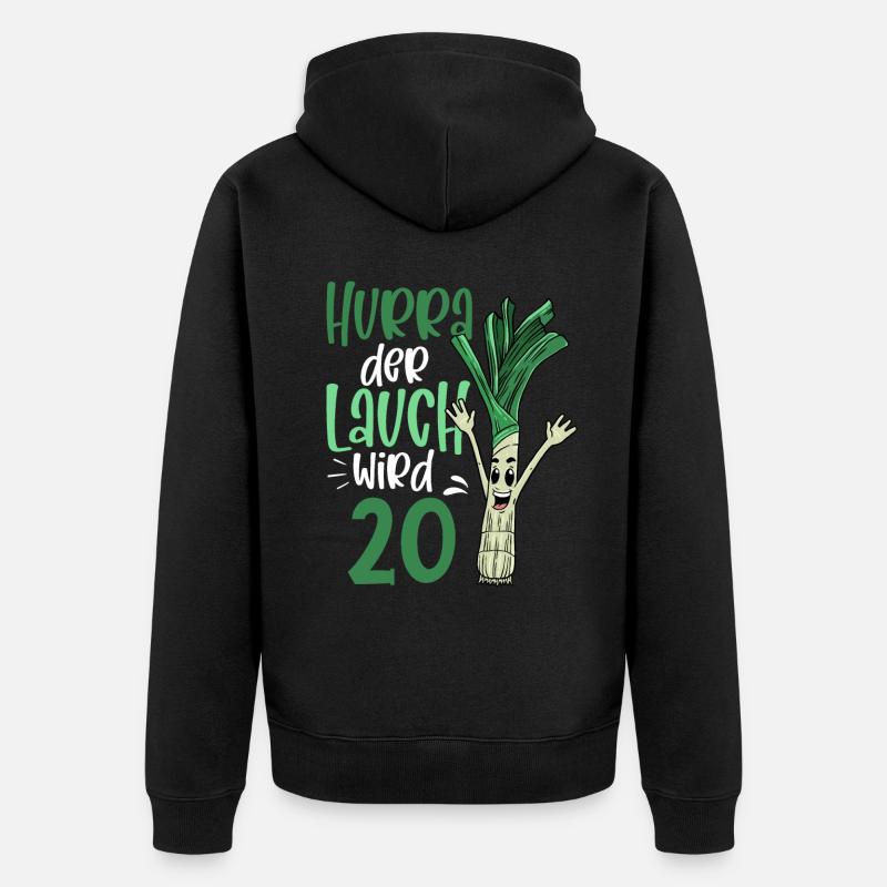 Hurra der Lauch wird 20 - Unisex Premium Bio Zip Hoodie - Schwarz