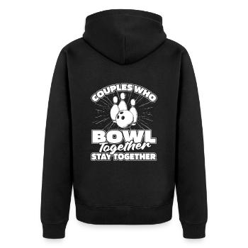 Bowling Bowlen Bowler Paar - Unisex Premium Bio Zip Hoodie - Schwarz - Hinten - Nico (187cm)