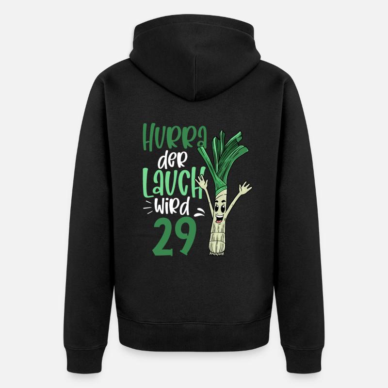 Hurra der Lauch wird 29 - Unisex Premium Bio Zip Hoodie - Schwarz