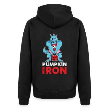Pumpkin Iron Pumpkin Gift - Unisex Premium Organic Zip Hoodie - black - Back - Nico (187cm)