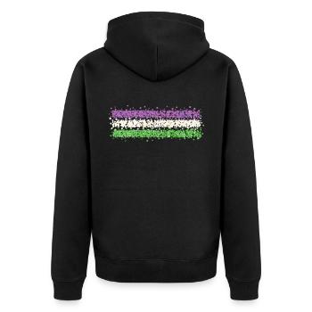 Genderqueer Genderfluid Nonbinary Flagge Queer - Unisex Premium Bio Zip Hoodie - Schwarz - Hinten - Nico (187cm)