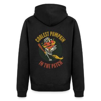 Coolest Pumpkin In The Patch Pumpkin Gift - Unisex Premium Organic Zip Hoodie - black - Back - Nico (187cm)