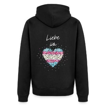 Liebe im Herz Transgender Transsexuell Flagge - Unisex Premium Bio Zip Hoodie - Schwarz - Hinten - Nico (187cm)