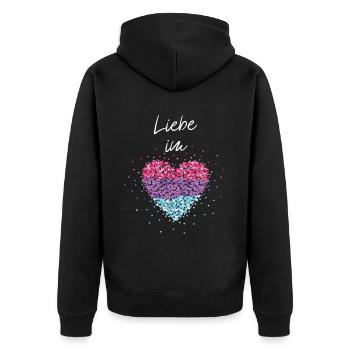 L’amour dans le cœur Bisexualité bisexuelle Drapeau Homo - Veste à capuche bio Premium Unisexe - noir - Dos - Nico (187cm)