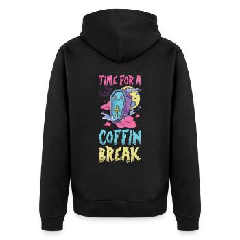 Time For A Coffin Break Vampir Geschenk - Unisex Premium Bio Zip Hoodie - Schwarz - Hinten - Nico (187cm)