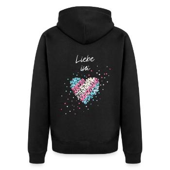 Liebe im Herz Transgender Transsexuell Trans - Unisex Premium Bio Zip Hoodie - Schwarz - Hinten - Nico (187cm)