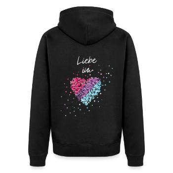 L’amour dans le cœur Bisexualité Bisexualité Gay Homo - Veste à capuche bio Premium Unisexe - noir - Dos - Nico (187cm)