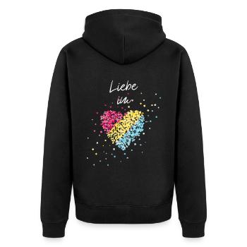 Love in the heart Pansexual community Pansexual - Unisex Premium Organic Zip Hoodie - black - Back - Nico (187cm)