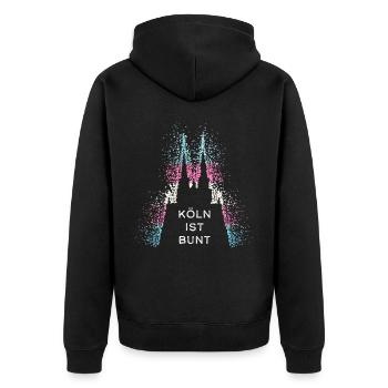 Transgender Transsexuell Köln Kölner Dom Kölle - Unisex Premium Bio Zip Hoodie - Schwarz - Hinten - Nico (187cm)