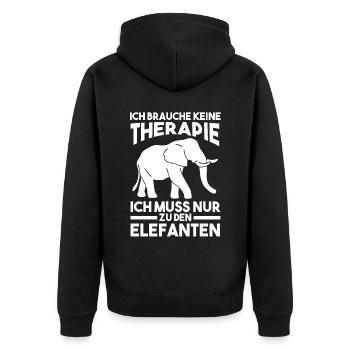 Dickhäuter Rüsseltier Elefant - Unisex Premium Bio Zip Hoodie - Schwarz - Hinten - Nico (187cm)