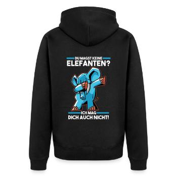 Dickhäuter Rüsseltier Dabbing Elefant - Unisex Premium Bio Zip Hoodie - Schwarz - Hinten - Nico (187cm)