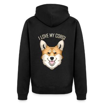 Dog Lover - I Love My Corgi - Unisex Premium Organic Zip Hoodie - black - Back - Nico (187cm)