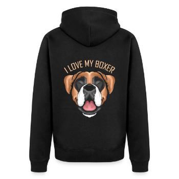 Dog Lover - I Love My Boxer - Unisex Premium Bio Zip Hoodie - Schwarz - Hinten - Nico (187cm)