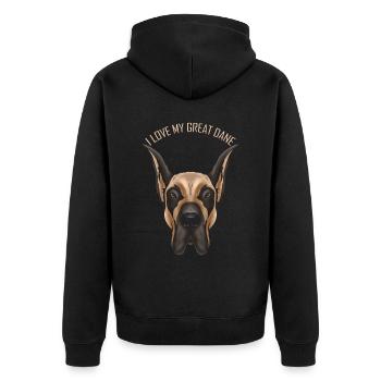 Dog Lover - I Love My Great Dane - Unisex Premium Organic Zip Hoodie - black - Back - Nico (187cm)