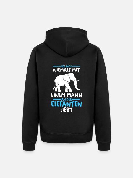 Dickhäuter Rüsseltier Elefant - Unisex Premium Bio Zip Hoodie - Schwarz