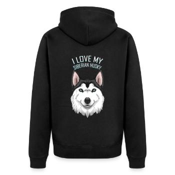 Dog Lover - I Love My Siberian Husky - Unisex Premium Bio Zip Hoodie - Schwarz - Hinten - Nico (187cm)