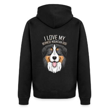 Dog Lover - I Love My Bernese Mountain Dog - Unisex Premium Bio Zip Hoodie - Schwarz - Hinten - Nico (187cm)