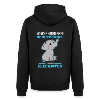 Dickhäuter Rüsseltier Elefant - Unisex Premium Bio Zip Hoodie - Schwarz - Hinten - Nico (187cm)