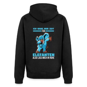 Dickhäuter Rüsseltier Elefant - Unisex Premium Bio Zip Hoodie - Schwarz - Hinten - Nico (187cm)