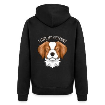 Dog Lover - I Love My Britanny - Unisex Premium Organic Zip Hoodie - black - Back - Nico (187cm)