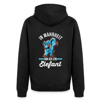 Dabbing Dickhäuter Rüsseltier Elefant - Unisex Premium Bio Zip Hoodie - Schwarz - Hinten - Nico (187cm)