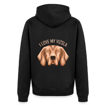 Dog Lover - I Love My Magyar Vizsla - Unisex Premium Organic Zip Hoodie - black - Back - Nico (187cm)