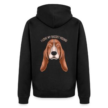 Dog Lover - I Love My Basset Hound - Unisex Premium Organic Zip Hoodie - black - Back - Nico (187cm)