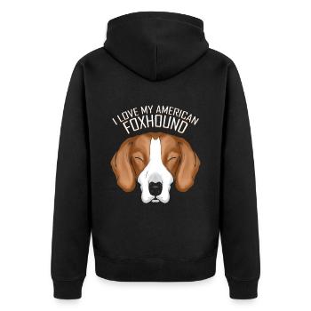 Dog Lover - J’aime mon foxhound américain - Veste à capuche bio Premium Unisexe - noir - Dos - Nico (187cm)
