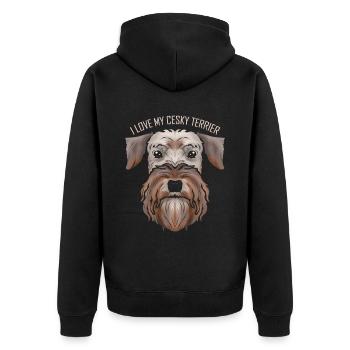 Amoureux des chiens - J’aime mon Cesky Terrier - Veste à capuche bio Premium Unisexe - noir - Dos - Nico (187cm)