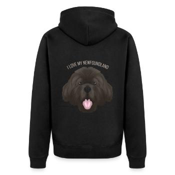 Dog Lover - I Love My Newfoundland - Unisex Premium Bio Zip Hoodie - Schwarz - Hinten - Nico (187cm)