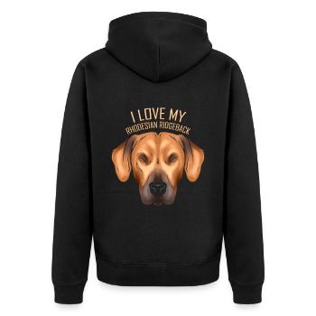 Dog Lover - I Love My Rhodesian Ridgeback - Unisex Premium Organic Zip Hoodie - black - Back - Nico (187cm)