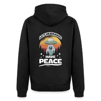 Astronaut Weltraum ausseririscher Frieden - Unisex Premium Bio Zip Hoodie - Schwarz - Hinten - Nico (187cm)