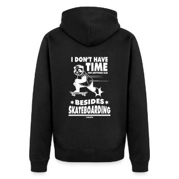 Panda Skateboard Sohn Tochter Geschenk - Unisex Premium Bio Zip Hoodie - Schwarz - Hinten - Nico (187cm)