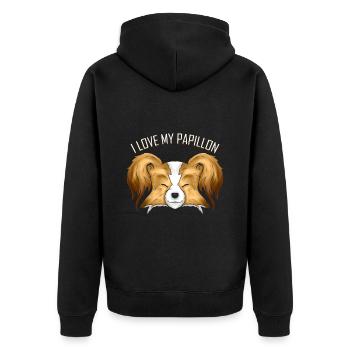 Dog Lover - I Love My Papillon - Unisex Premium Organic Zip Hoodie - black - Back - Nico (187cm)