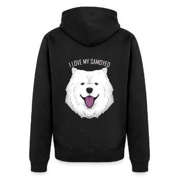 Dog Lover - I Love My Samoyed - Unisex Premium Bio Zip Hoodie - Schwarz - Hinten - Nico (187cm)
