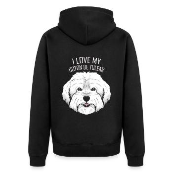 Dog Lover - J’aime mon Coton de Tuléar - Veste à capuche bio Premium Unisexe - noir - Dos - Nico (187cm)