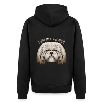 Amoureux des chiens - J’aime mon Lhassa Apso - Veste à capuche bio Premium Unisexe - noir - Dos - Nico (187cm)