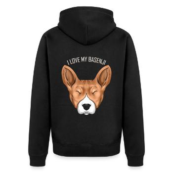 Dog Lover - I Love My Basenji - Unisex Premium Bio Zip Hoodie - Schwarz - Hinten - Nico (187cm)