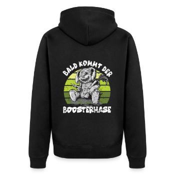 Soon the Bosster is coming - Unisex Premium Organic Zip Hoodie - black - Back - Nico (187cm)