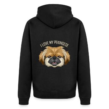 Dog Lover - I Love My Pekingese - Unisex Premium Organic Zip Hoodie - black - Back - Nico (187cm)