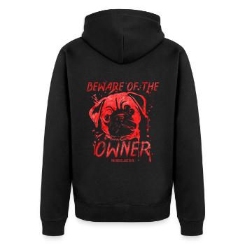 The Dog Is Just Cute - Beware Of The Dog Owner - Unisex Premium Organic Zip Hoodie - black - Back - Nico (187cm)