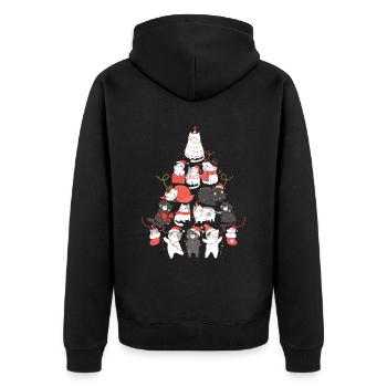 Cat Christmas Tree Cat Tree String Lights - Unisex Premium Organic Zip Hoodie - black - Back - Nico (187cm)