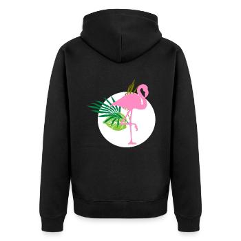 Flamingo - Unisex Premium Bio Zip Hoodie - Schwarz - Hinten - Nico (187cm)