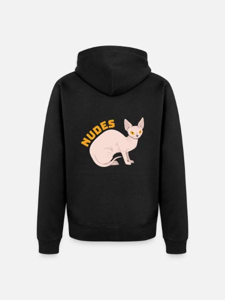 Chaton chat Sphynx nu - Veste à capuche bio Premium Unisexe - noir