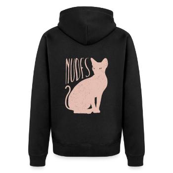 Chaton chat Sphynx nu - Veste à capuche bio Premium Unisexe - noir - Dos - Nico (187cm)