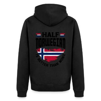 Drapeau de la Norvège La moitié norvégienne vaut mieux que rien - Veste à capuche bio Premium Unisexe - noir - Dos - Nico (187cm)