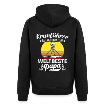 Kranführer Papa Kranfahrer Vatertag - Unisex Premium Bio Zip Hoodie - Schwarz - Hinten - Nico (187cm)